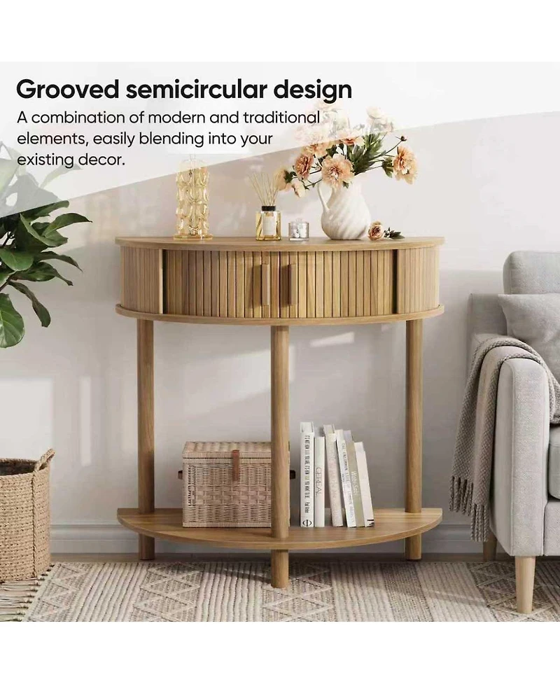 Streamdale Furniture Grooved Half-Moon Console Table