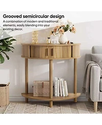 Streamdale Furniture Grooved Half-Moon Console Table