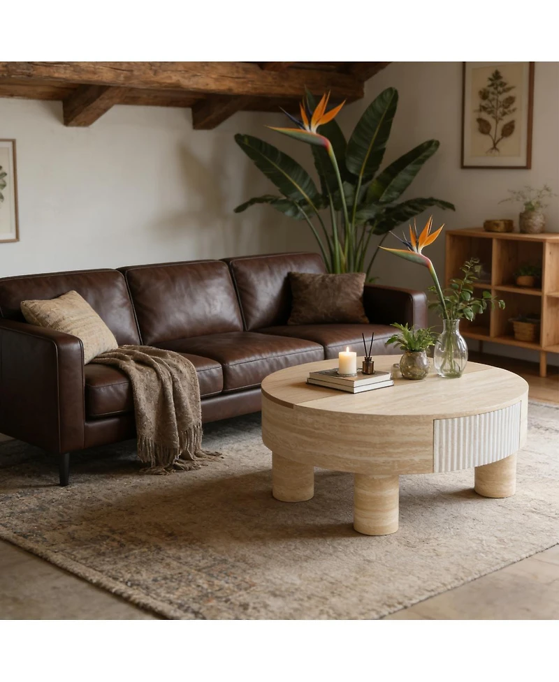 Streamdale Furniture Round Coffee Table with flip top and hidden storage compartment