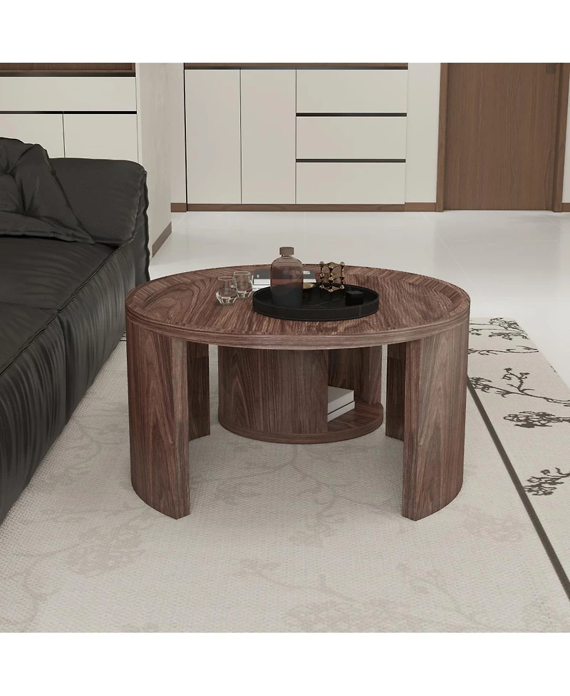 Streamdale Furniture Natural Wood Nesting Coffee Table Set
