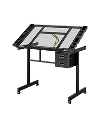 Streamdale Furniture Adjustable Art Desk With 2 Drawers and 4 Wheels