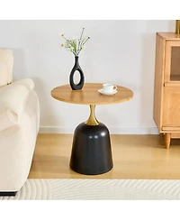 Streamdale Furniture Modern Wood Grain Metal Side Table/Coffee Table
