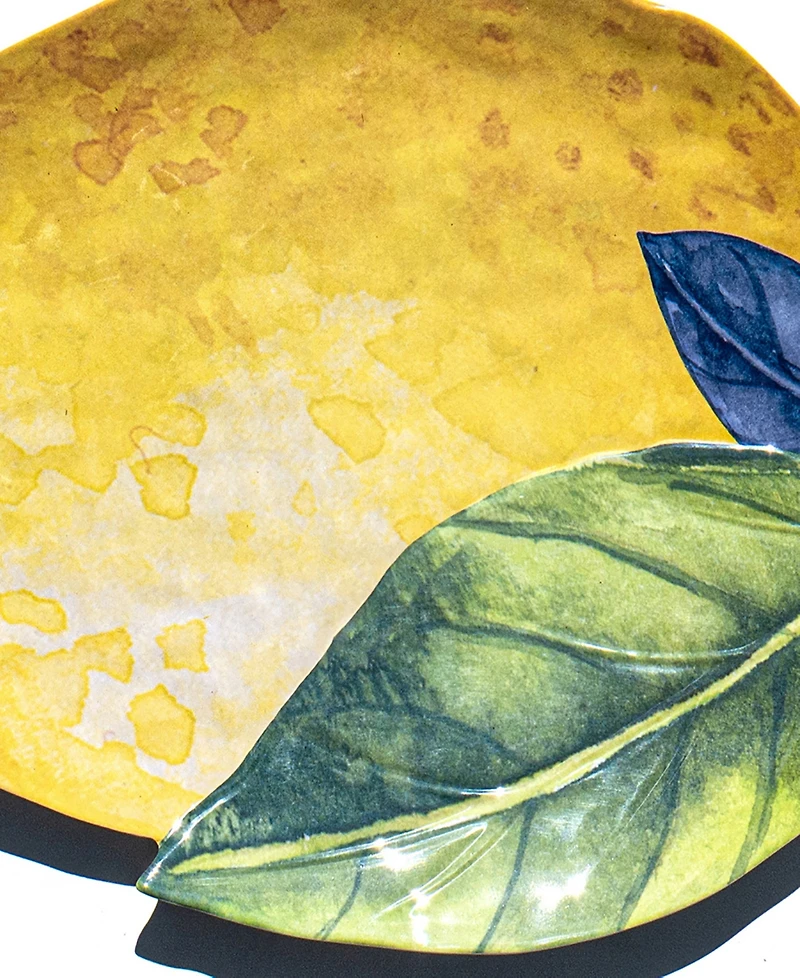 Abode Homewares Lemon Orchard 11.9" Melamine Lemon Shape Serving Platter