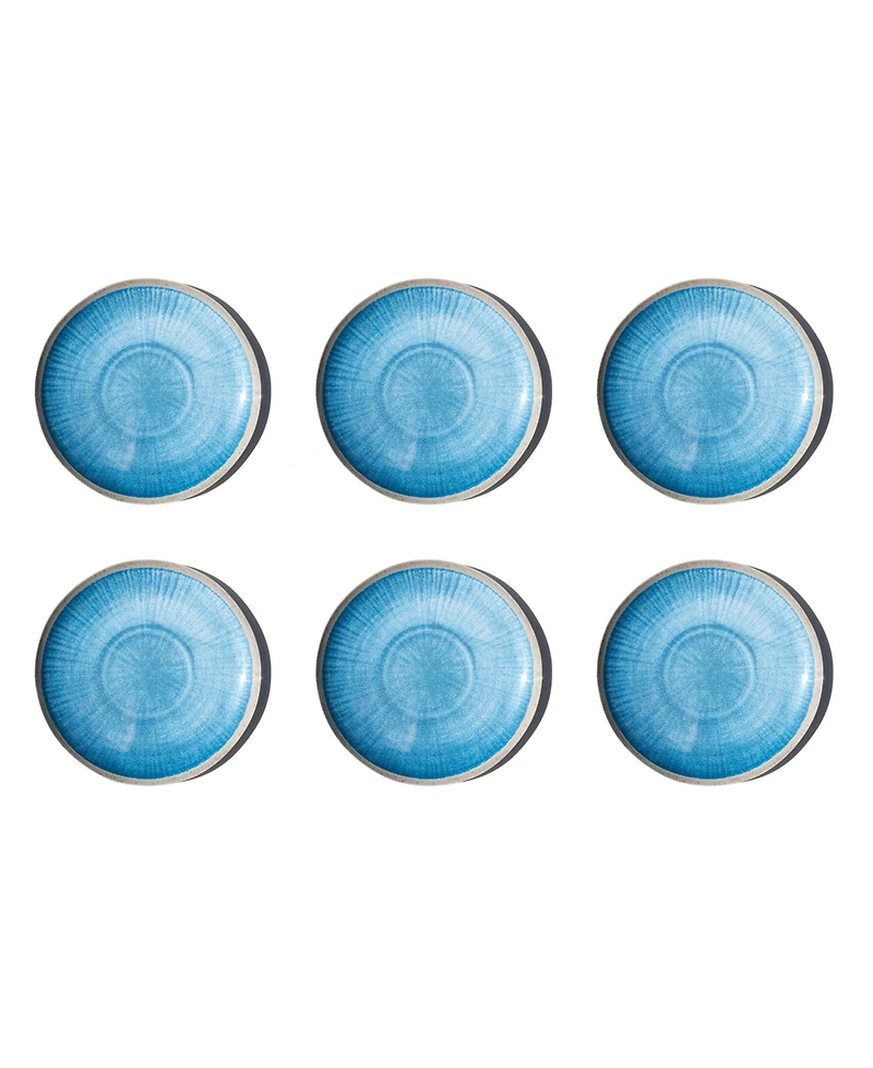 Abode Homewares Coastal Reactive NewWave Melamine Dinner Plates, Set of 6
