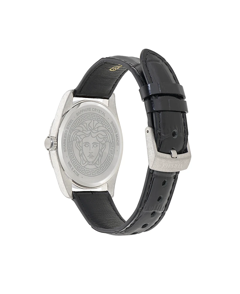 Versace Men's Millenyium Black Calf Leather Strap Watch 40mm