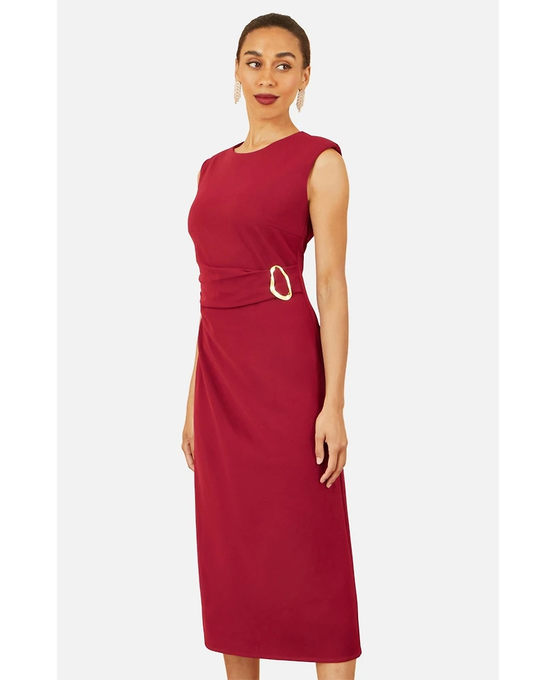 Yumi Women's Buckle Detail Ruched Dress