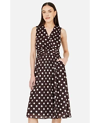 Yumi Women's Polka Dot Mesh Wrap Skater Dress
