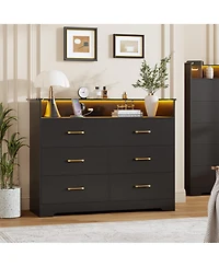 gaomon -Drawer Wooden Dresser, Modern Closet Storage Cabinet for Bedroom