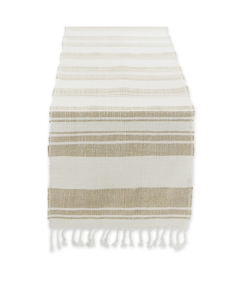 Design Imports Coastal Sands Stripe Cotton Jute Table Runner, 14" x 72"