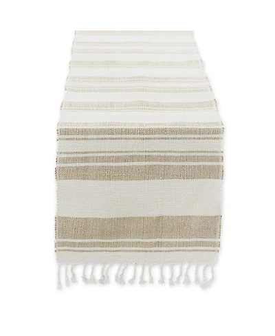 Design Imports Coastal Sands Stripe Cotton Jute Table Runner, 14" x 72"
