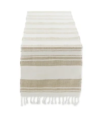 Design Imports Coastal Sands Stripe Cotton Jute Table Runner, 14" x 72"