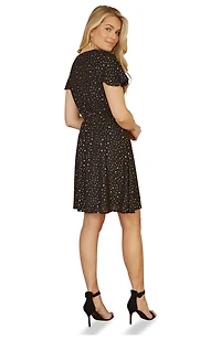 Yumi Women's Skater Dress With Mini Star Foil Print