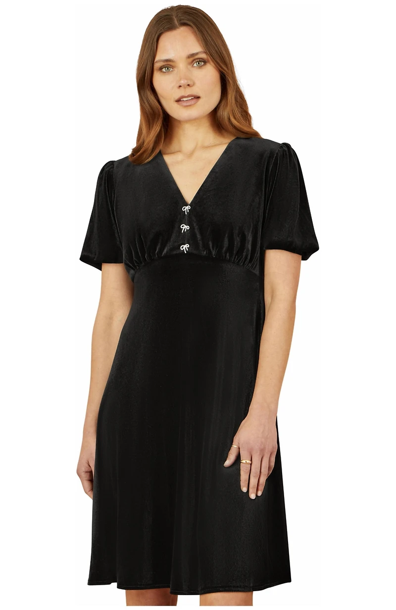 Yumi Women's Velvet Diamante Detail Skater Dress