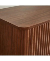 Streamdale Furniture Walnut 3-Drawer Nightstand, 23.6 inches W Curved Wave Design.