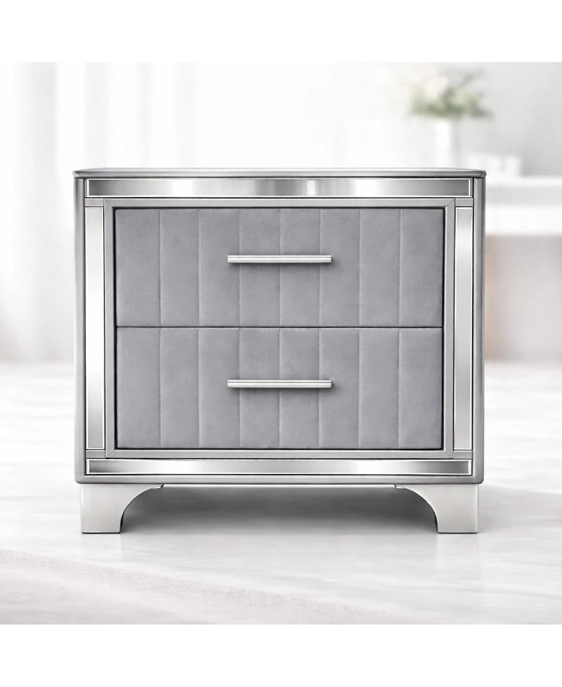 Streamdale Furniture Acrylic Nightstand 2 Drawers and Silver Legs
