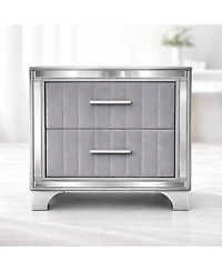 Streamdale Furniture Acrylic Nightstand 2 Drawers and Silver Legs