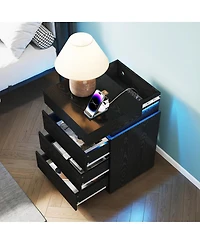 Streamdale Furniture 3-Drawer Nightstand Charging and Led