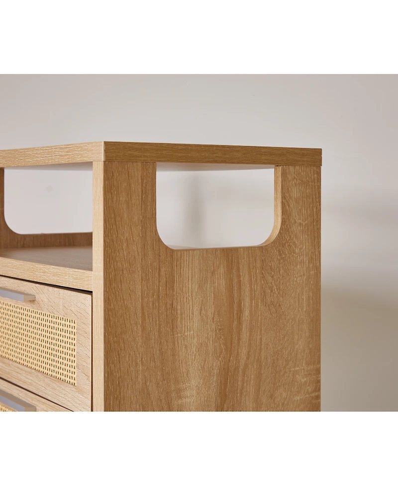 Streamdale Furniture 2-Drawer Modern Bedside Table with Handles