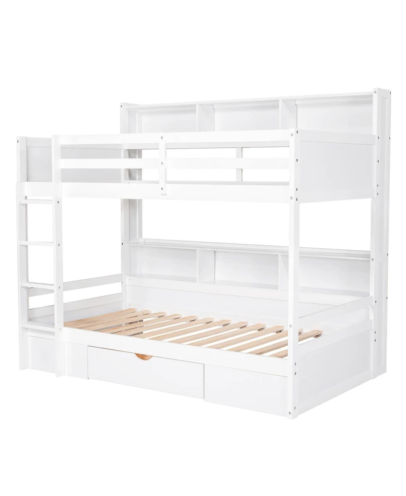 Streamdale Furniture Bunk Bed With Shelves and Storage Drawer