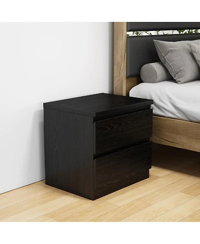 Streamdale Furniture 19.7 inches Nightstand 2 Drawers, Handle-Free Design