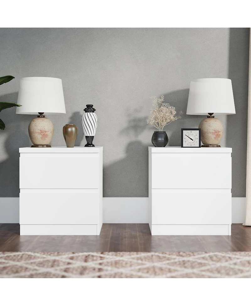 Streamdale Furniture 2-Drawer Nightstand with Handle-Free Design