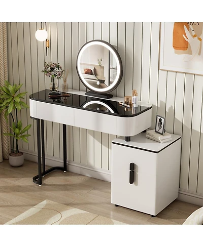 Streamdale Furniture Modern Vanity Glass Top, Storage, Mirror, 100cm