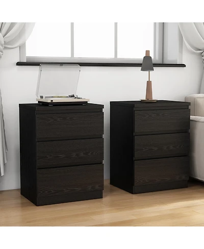Streamdale Furniture 2pieces 19.7 inches 3-Drawer Nightstand Set, Handle-Free