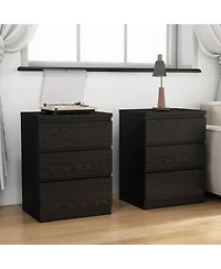 Streamdale Furniture 2pieces 19.7 inches 3-Drawer Nightstand Set, Handle-Free