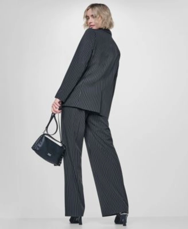 Dkny Womens Everyday Stretch Lightweight Blazer Stretch Pleated Trousers Crepe Short Sleeve Tee