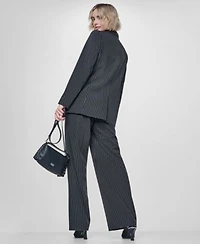 Dkny Womens Everyday Stretch Lightweight Blazer Stretch Pleated Trousers Crepe Short Sleeve Tee