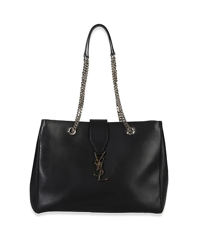 Pre-Owned Saint Laurent Black Smooth Leather Cassandre Tote Bag