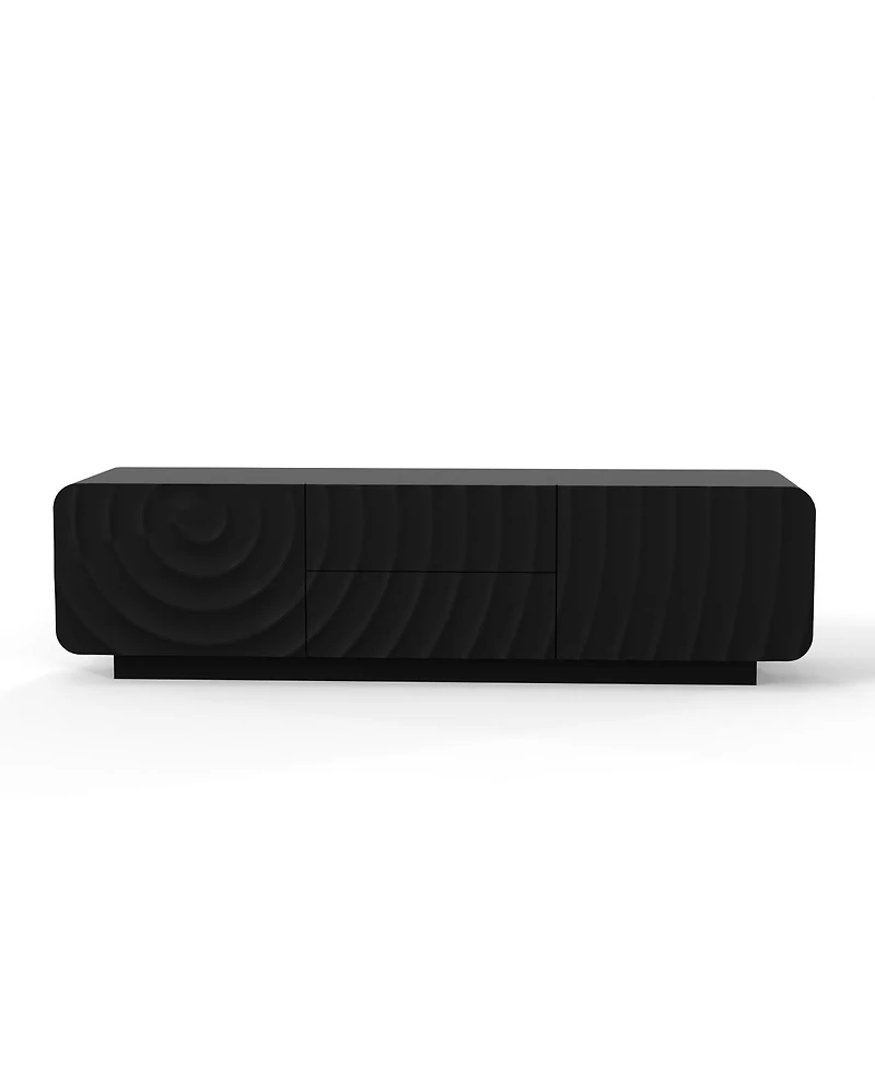Streamdale Furniture Tv Console with Spiral Wave Design, Storage Cabinet & 2 Drawers