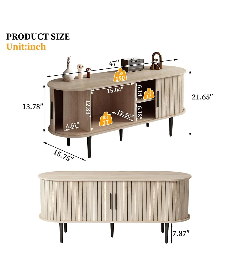 Streamdale Furniture Modern Tv Stand with Storage and Sliding Door