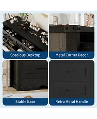 homfan 9-Drawer 59-Inch Wide Wooden Long Dresser with Handles for Bedroom or Living Room