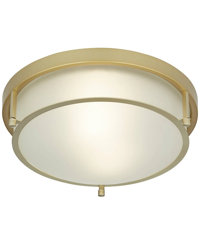 Possini Euro Design Encina 13inch Modern Flush-Mount Ceiling Light Fixture Kitchen Foyer Hallway Drum Frosted Glass