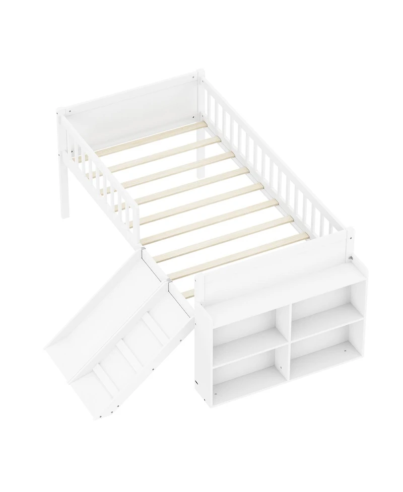 Streamdale Furniture Wooden Loft Bed with Storage, Slide and Ladder