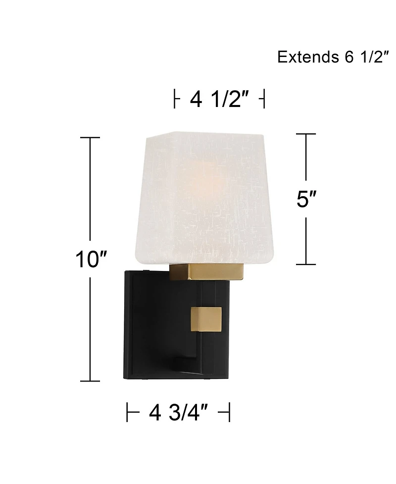 Possini Euro Design Beauregard Modern Wall Light Sconce Hardwire 4 1/2" Fixture Square Linen Glass for Bedroom Reading Hallway House Home
