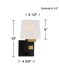 Possini Euro Design Beauregard Modern Wall Light Sconce Hardwire 4 1/2" Fixture Square Linen Glass for Bedroom Reading Hallway House Home
