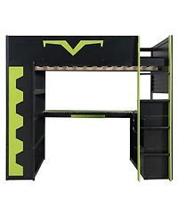 Streamdale Furniture Gaming Loft Bed w/Desk, Rgb, Power, Storage