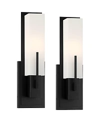 Possini Euro Design Midtown Modern Wall Light Sconces Set of 2 Hardwire 4 1/2" Fixture Glass for Bedroom Bathroom Vanity Reading House