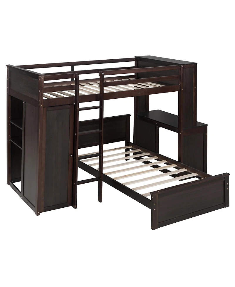 Streamdale Furniture Twin Loft Bed With Desk, Shelves, Wardrobe