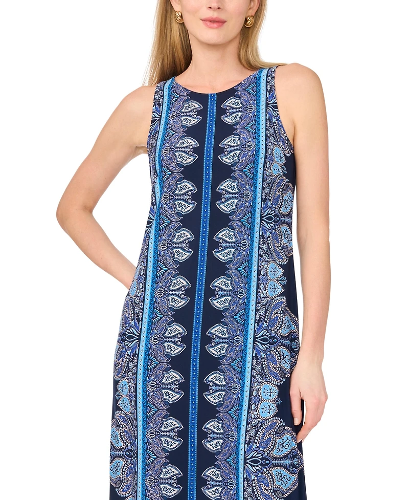 Vince Camuto Women's Printed Sleeveless Crewneck Midi Dress
