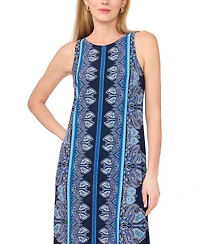 Vince Camuto Women's Printed Sleeveless Crewneck Midi Dress