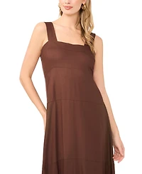 Vince Camuto Women's Challis Square-Neck Smocked-Back Sleeveless Maxi Dress