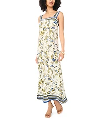 Vince Camuto Women's Printed Smocked Back Square Neck Maxi Dress