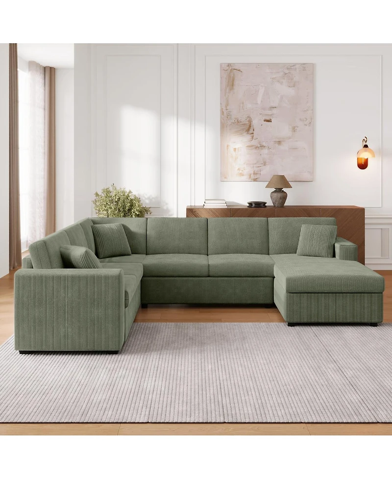 Streamdale Furniture U-Shaped Sectional Sofa with Chaise and Pillows