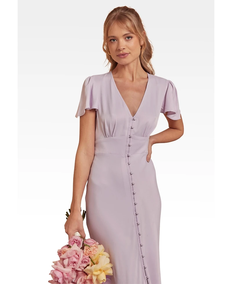 Maids to Measure Women's Chelsea Satin V-Neck Bridesmaid Dress