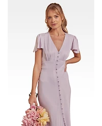 Maids to Measure Women's Chelsea Satin V-Neck Bridesmaid Dress
