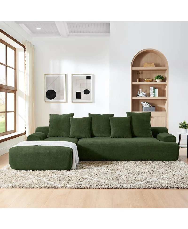 Streamdale Furniture Modern Upholstered L-Shape Sectional Sofa, Modular Compressed Sofa, Melange Velvet.