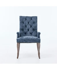 Streamdale Furniture Tufted Chenille Accent Dining Chair, Curved Wood Legs